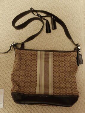 Coach Legacy Signature C Stripe Brown Crossbody Bag